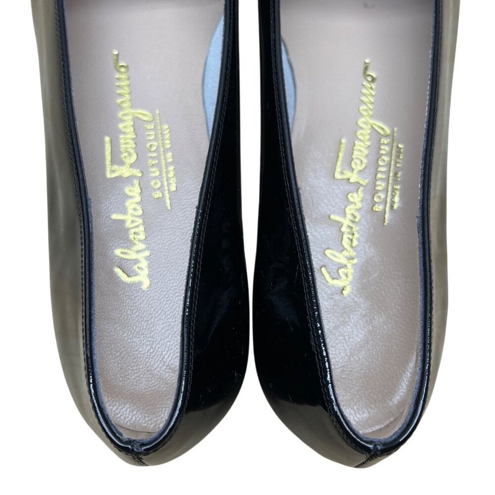 Salvatore Ferragamo Vara Bow Loafers Black Patent Leather - Size 6.5 2A (Narrow) - Picture 7 of 8
